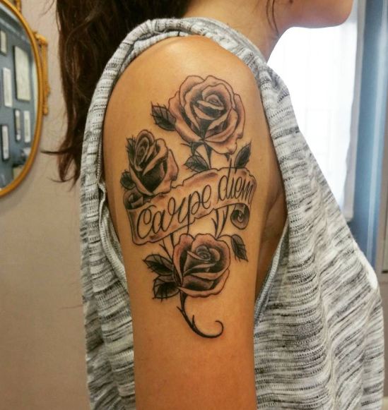 Rose With Carpe Diem Tattoos