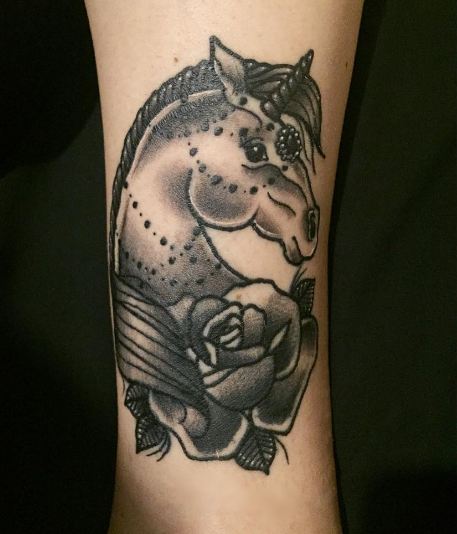 Rose With Unicorn Tattoos