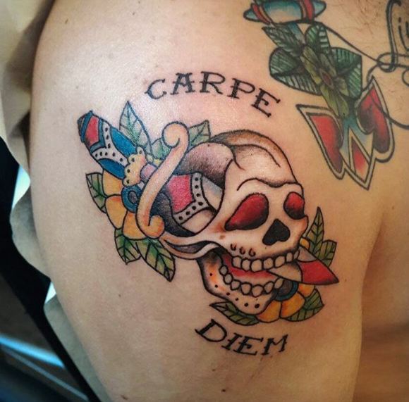 Skull With Carpe Diem Tattoos