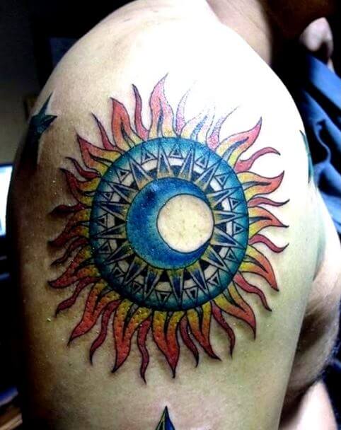 Sun Shoulder Tattoos Design And Ideas