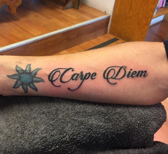 Sun With Carpe Diem Tattoos