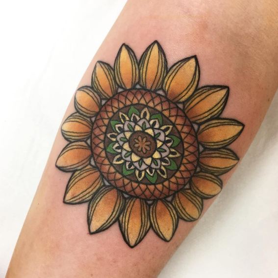 Traditional Geometric Flower Tattoos