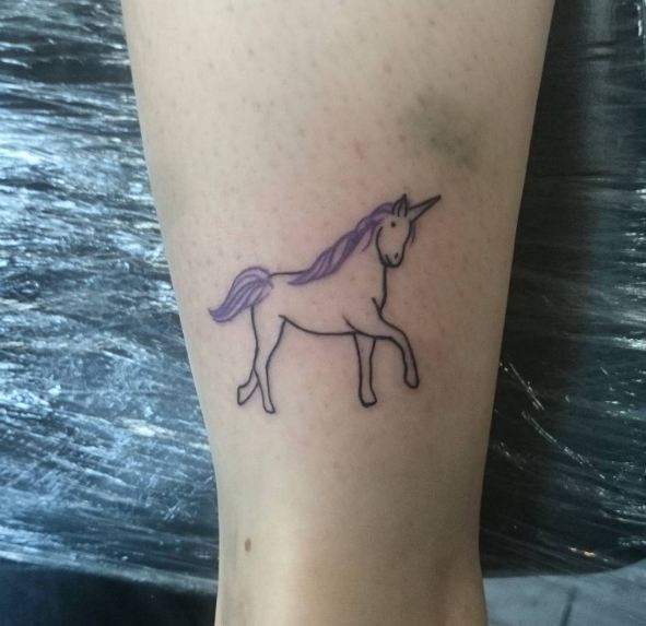 Unicorn Tattoo On Calf