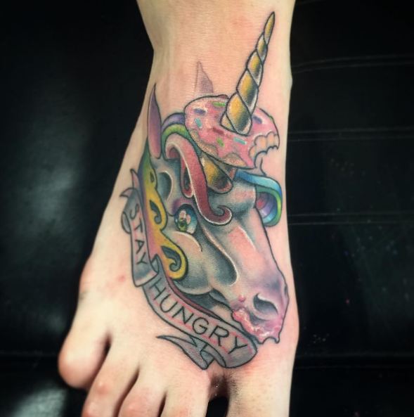 Unicorn Tattoo On Feet