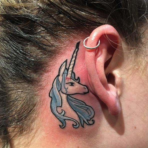 Unicorn Tattoos On Ear