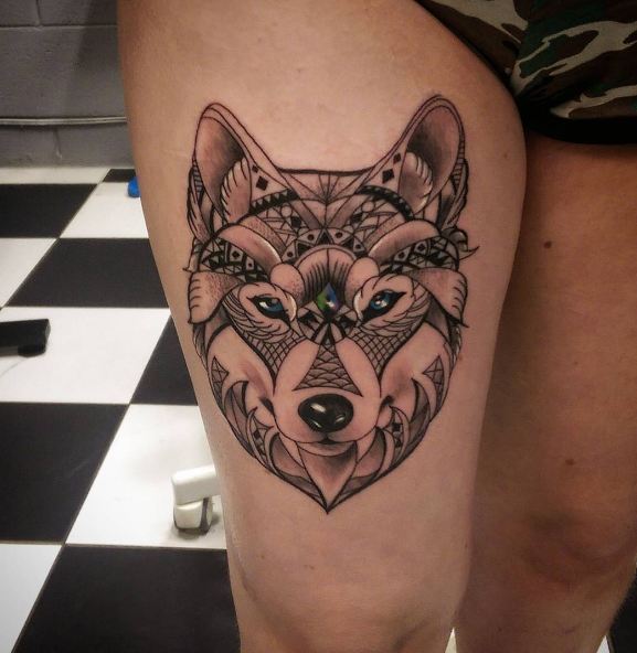Wolf Thigh Tattoos