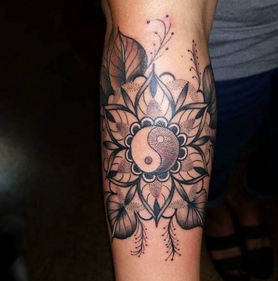 Yin Yang Flower Tattoos