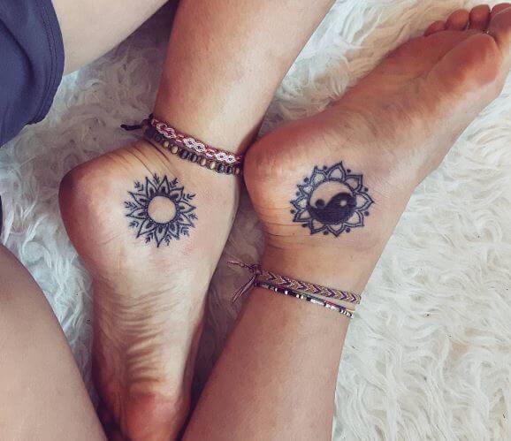 Yin Yang Tattoos For Couples On Ankle
