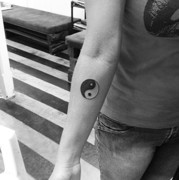 Yin Yang Tattoos On Elbow