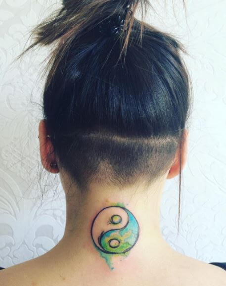 Yin Yang Tattoos On Neck Back