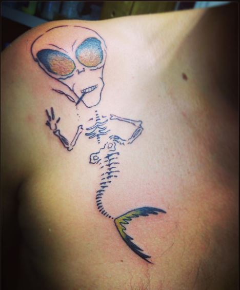 Alien Tattoos Design On Shoulders