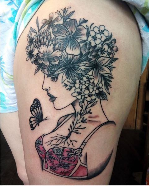 Amazing Floral Tattoo Design With Girls
