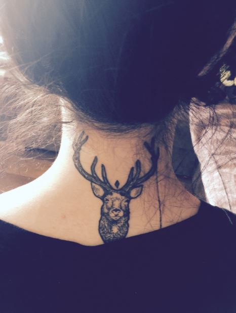Amazing Deer Neck Tattoo For Women