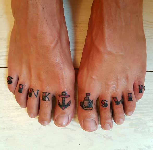 Anchor Tattoos Design On Toe