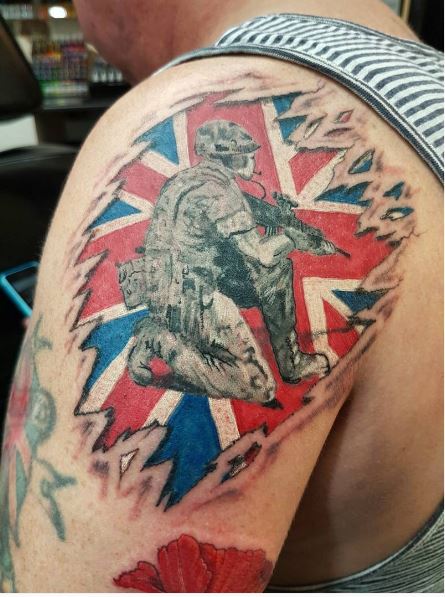 Army Tattoos Design On Shoulder For Guys
