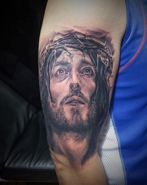Awesome Jesus Chest Tattoos Design