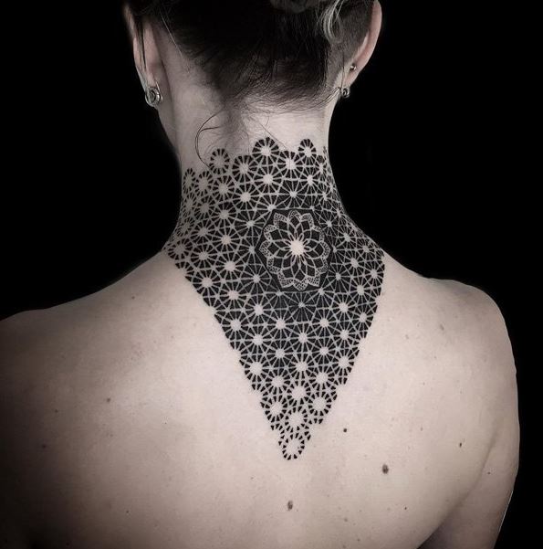Awesome Mandala Neck Tattoo For Women