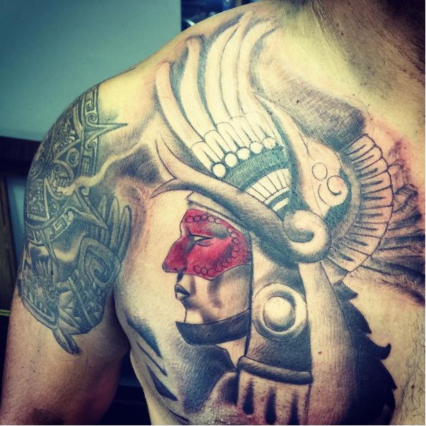 Aztec Man Tattoos Design On Chest