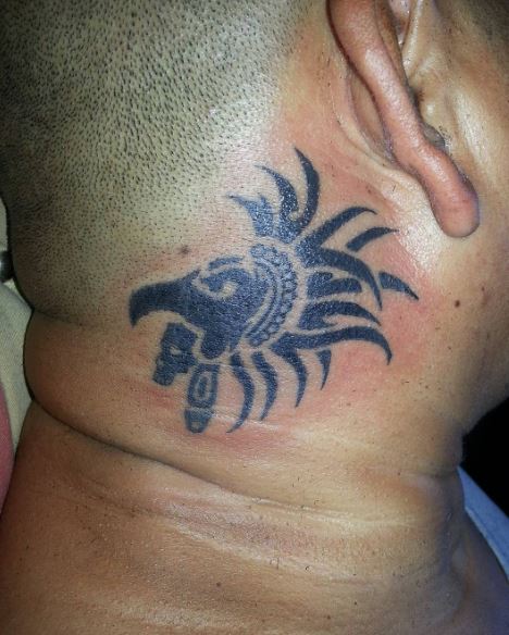 Aztec Symbol Tattoos Design On Back Neck