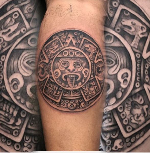 Aztec Tattoos Design On Calf