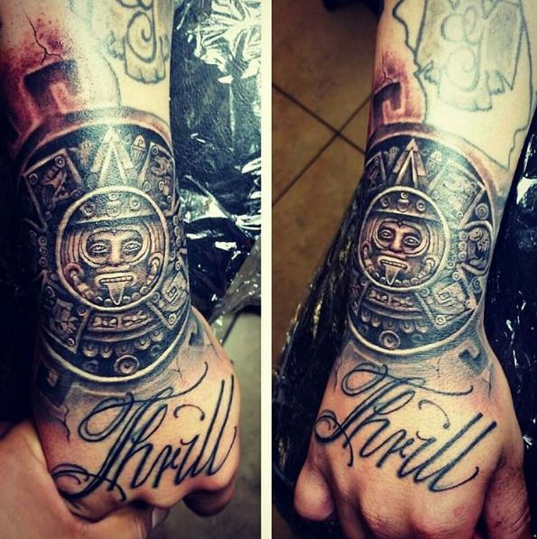 Aztec Tattoos Design On Hands