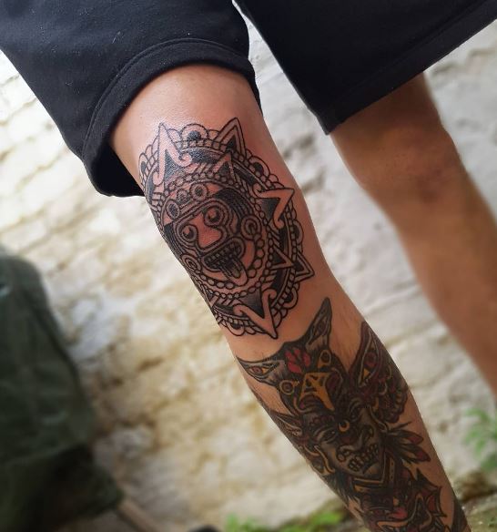 Aztec Tattoos Design On Legs