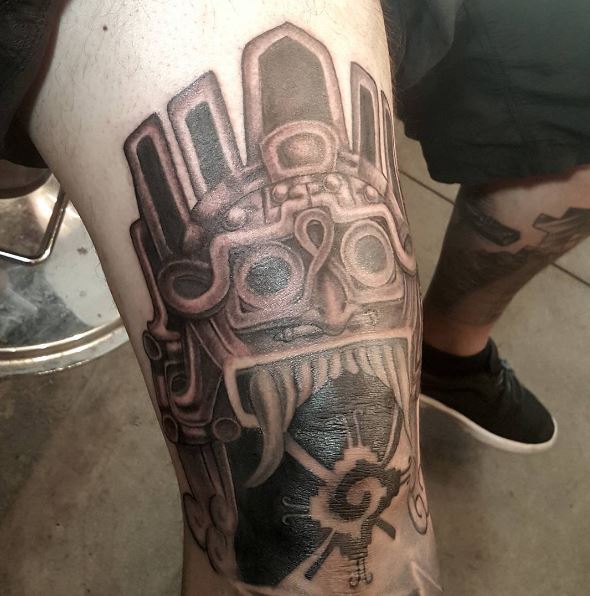 Aztec Tattoos Design On Thigh