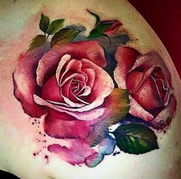 Beautiful Red Rose Tattoos Design On Shoulder