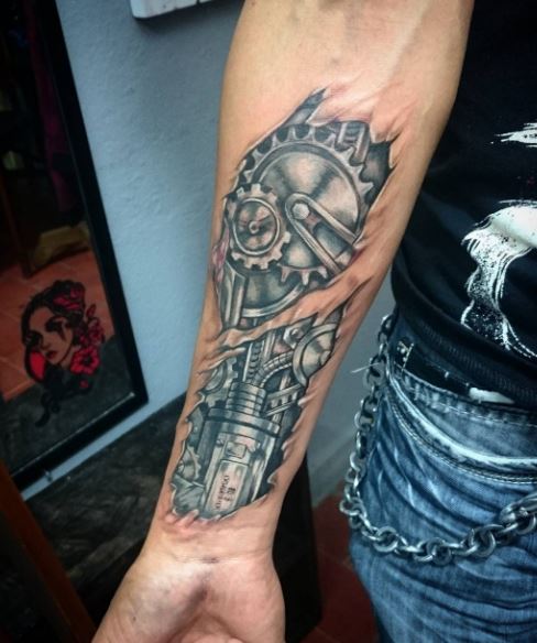 Bio Mechanical Tattoo On Arm 13