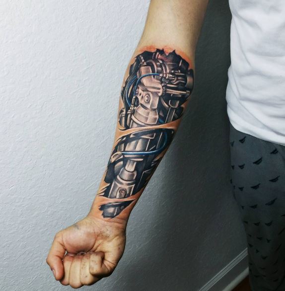 Bio Mechanical Tattoo On Arm 15