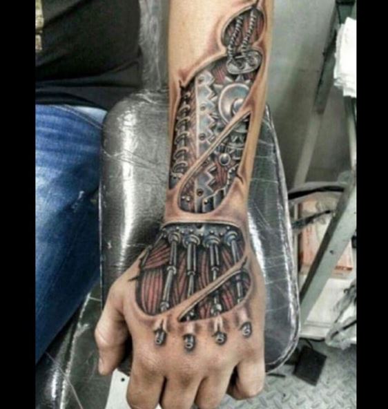 Bio Mechanical Tattoo On Arm 30