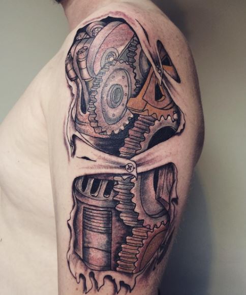 Bio Mechanical Tattoo On Arm