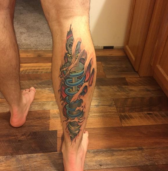 Bio Mechanical Tattoo On Leg 3