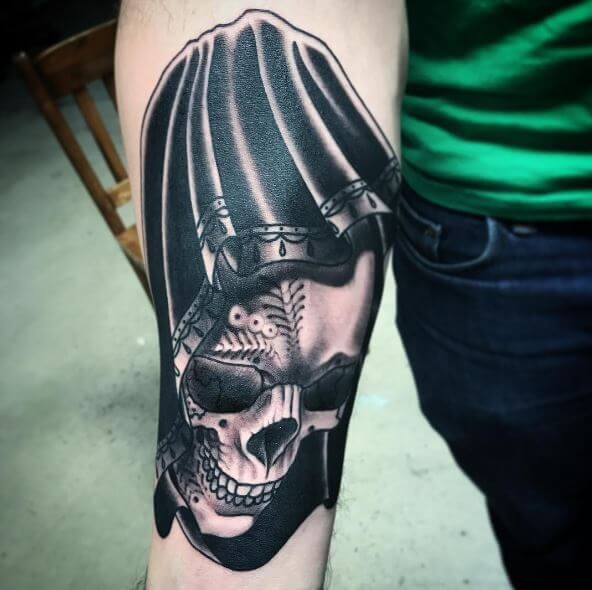 Black Color Grim Reaper Tattoos Design