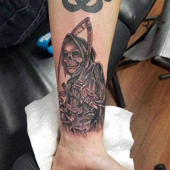 Black And Gray Grim Reaper Tattoos Design And Ideas