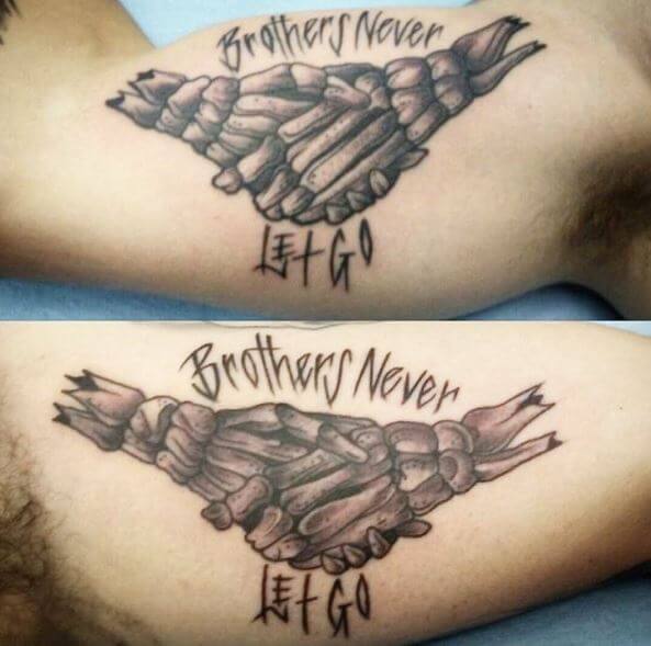 Brother Never Let Go Tattoos Design On Biceps
