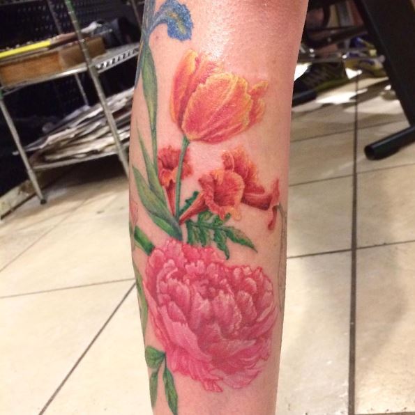Colorful Floral Tattoos Design And Ideas