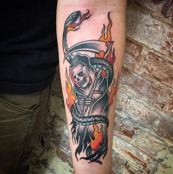 Colorful Grim Reaper Tattoos Design And Ideas