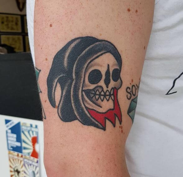 Cool Grim Reaper Tattoos Design On Biceps