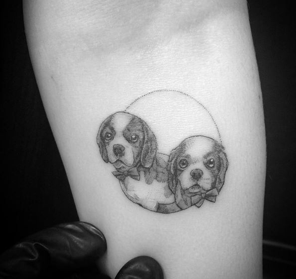 Cute Micro Puppy Tattoos Design On Hands