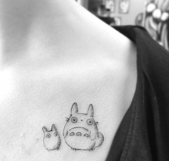 Cutest Little Micro Vintage Totoro Tattoos Design For Women