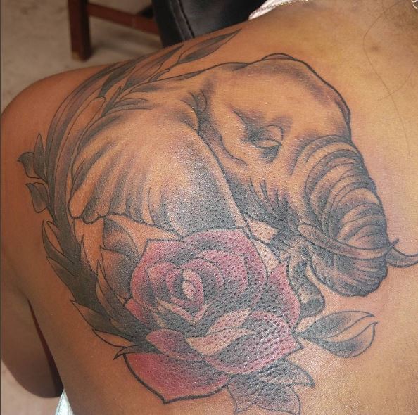 Elephant Tattoos Design On Back Shoulder