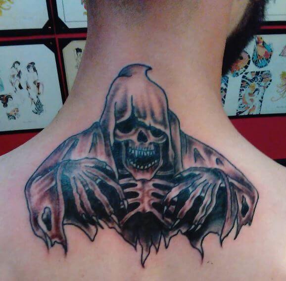 Grim Reaper Tattoos Design On Neck