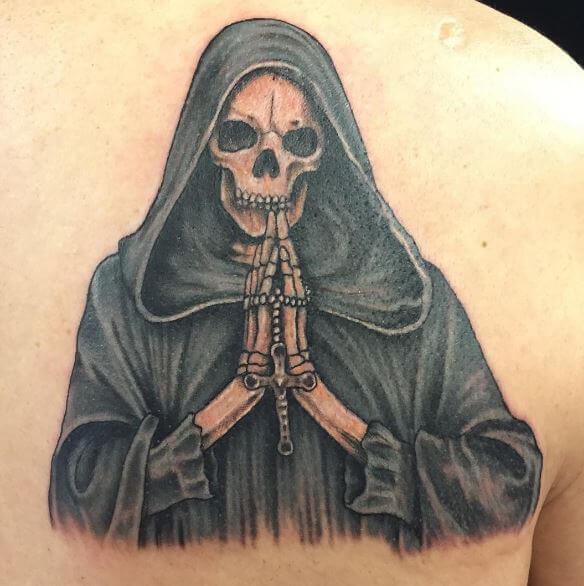 Grim Reaper Tattoos Design On Upper Backside