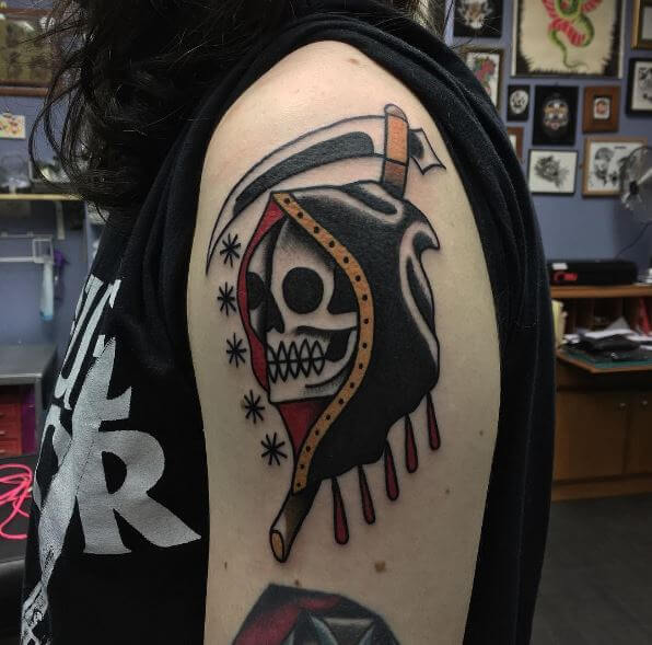 Grim Reaper Tattoos On Biceps