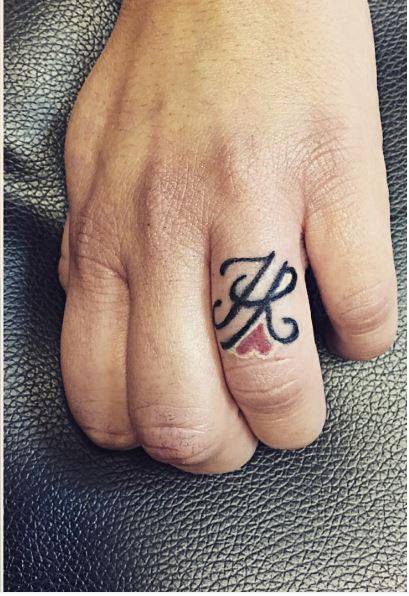Heart Micro Tattoos Design On Wedding Fingers