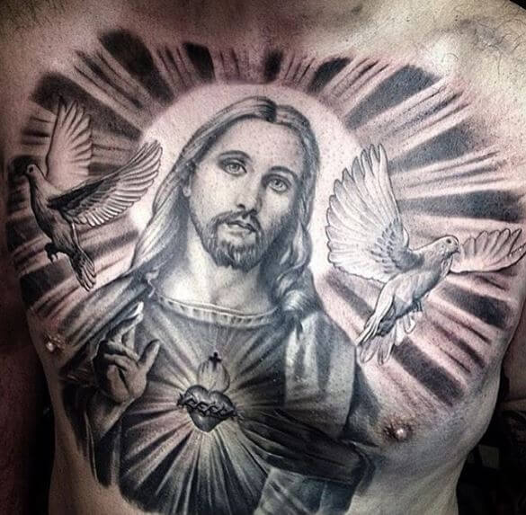 Incredible Jesus Chest Tattoos Design