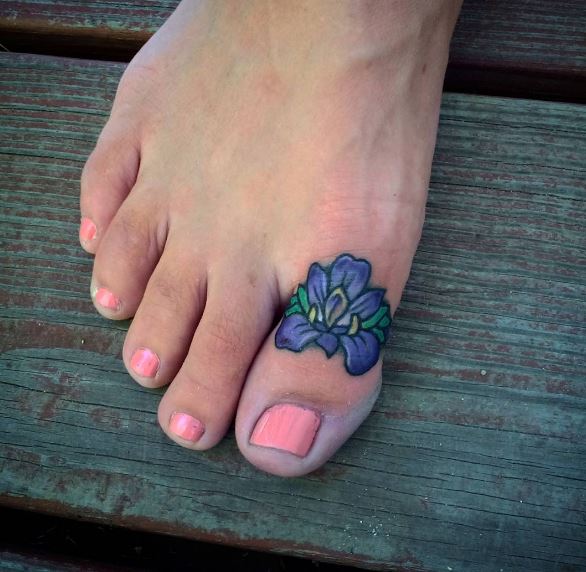 Iris Flower Toe Tattoos Design And Ideas