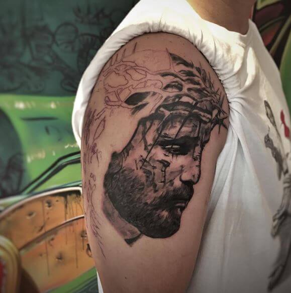 Jesus Tattoos Design Full Arms