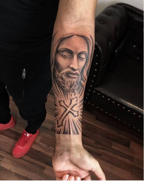 Jesus Tattoos Design On Arms